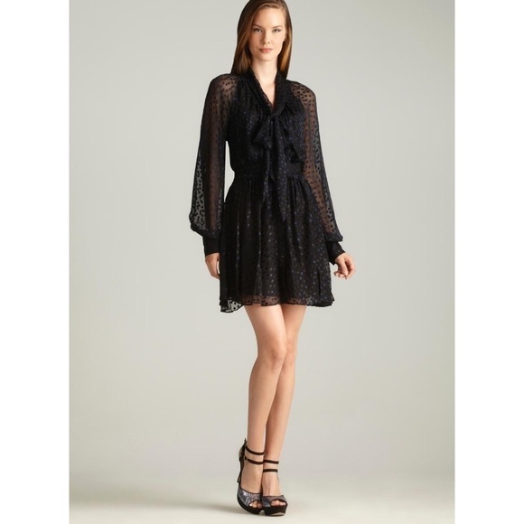 NWT Rachel Zoe Silk Tie Front Polka Dot Button Down Dress - Picture 1 of 12